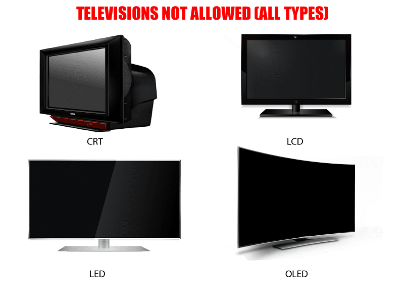 Residential Televisions TVs NOT Accepted | Beyond Surplus Recycling