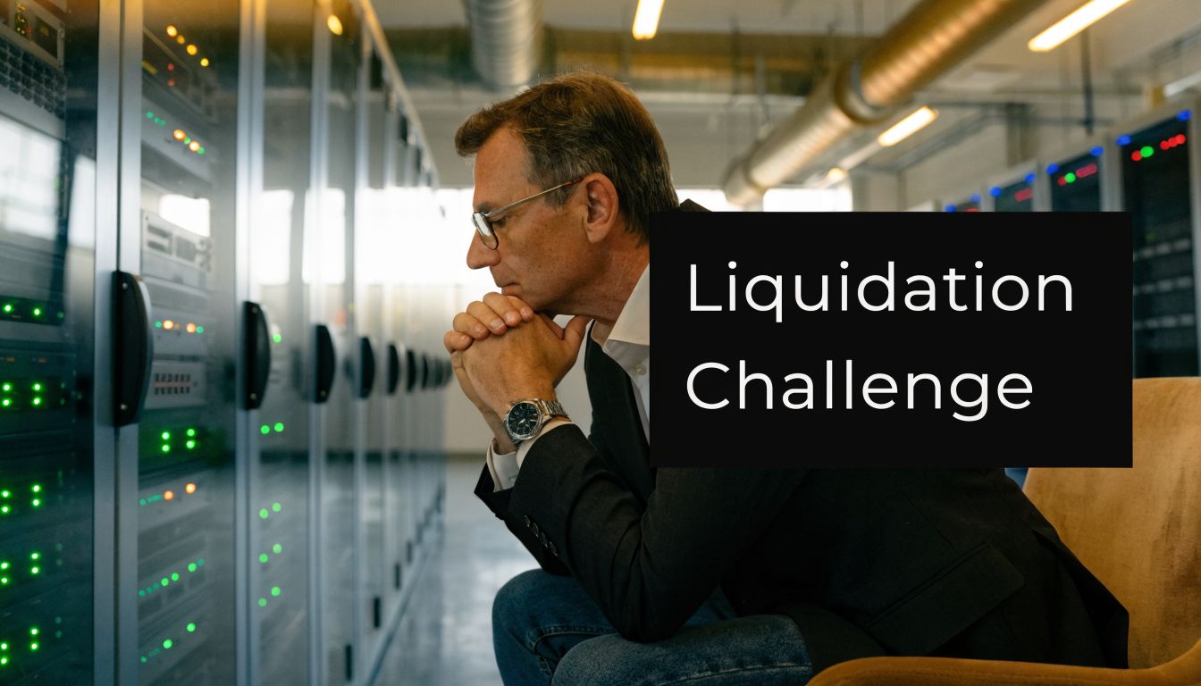 A pensive professional sitting in a data center reflecting on large-scale telecom equipment liquidation strategies.