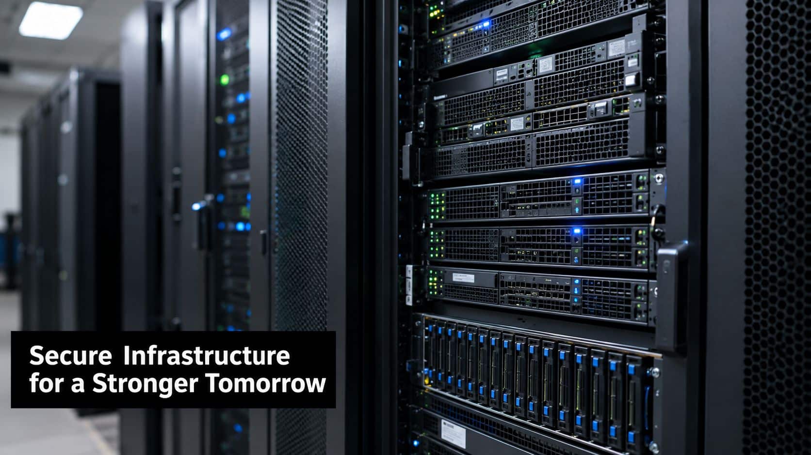 A rack of powerful server hardware in a professional data center, showcasing enterprise-grade infrastructure technology.